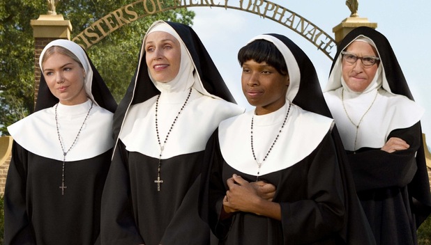 Kate Upton, Jane Lynch, Jennifer Hudson and Larry David in The Three Stooges