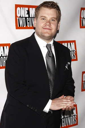 James Corden celebrates Broadway opening night at after party for One Man, Two Guvnors, held at the Liberty Theatre.