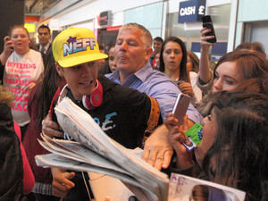 Justin Bieber arrives at London's Heather Airport