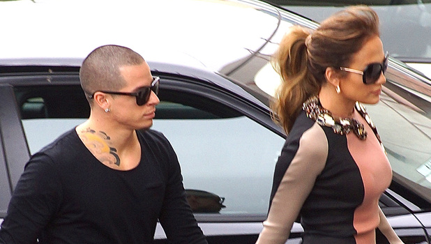 Jennifer Lopez and Casper Smart arrive at Boulevard3 to announce her upcoming tour Los Angeles, California 
