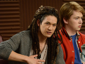 GLEE: Tina bumps her head and sees Mike (Harry Shum Jr., L) as Joe and Rory (Damian McGinty, R) as Sam in the first hour of a special two-hour "Props/Nationals" episode of GLEE airing Tuesday, May 15 (8:00-10:00 PM ET/PT) on FOX.