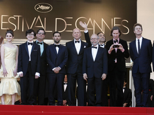 Tilda Swinton, Kara Hayward, Jared Gilman, screenwriter Roman Coppola, actors Jason Schwartzman, Bruce Willis, Bob Balaban, composer Alexandre Desplat, director Wes Anderson, actors Edward Norton and Bill Murra arrive for the opening ceremony and screening of 'Moonrise Kingdom' at the 65th international film festival, in Cannes