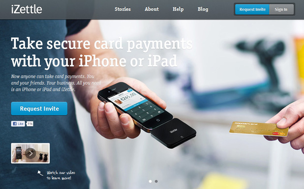 iZettle mobile payment website screenshot