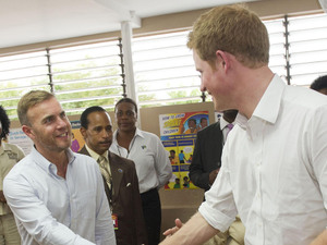 Gary Barlow meets Prince Harry in Jamaica, March 2012