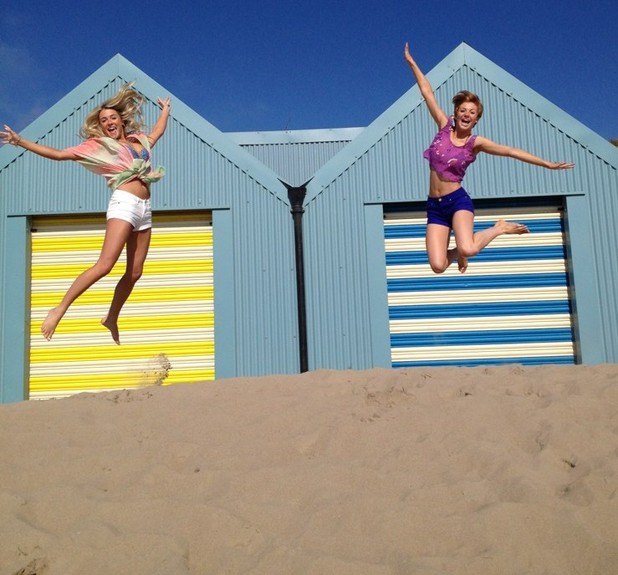 Hollyoaks: Location Twitter pics Scarlett Bowman and Lucy Dixon