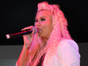 Kerry Katona performing live on stage at Birmingham Pride 2012.