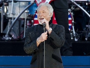 Tom Jones on stage outside Buckingham Palace during the Diamond Jubilee Concert.