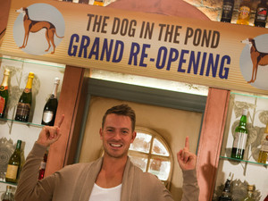 Ashley Taylor Dawson behind the bar for the grand re-opening