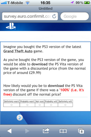 PlayStation Survey - Grand Theft Auto Vita