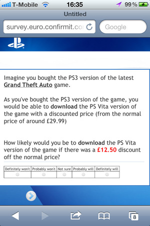 PlayStation Survey - Grand Theft Auto Vita
