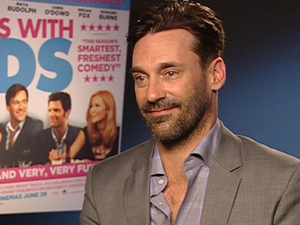 Jon Hamm talks to Digital Spy about working with his partner Jennifer Westfeldt (who wrote and directed) on the movie 'Friends With Kids'.