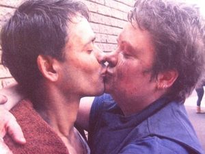 Simon Rivers and Lu Corfield filming fire episode