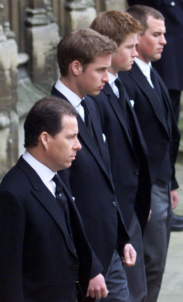 Viscount Linley, Prince William, Prince Harry and Peter Phillips