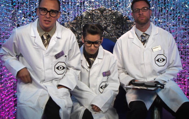 Big Brother Day 16: Luke A, Lydia and Benedict in the Diary Room.