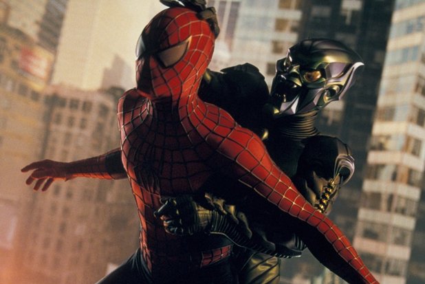 Spider-Man grapples with the Green Goblin 