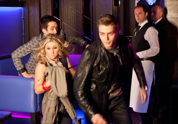 Esther, Ryan and George get chased out of the members club by security. 