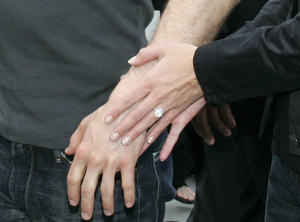 Katie Holmes sports an engagement ring in Paris in June 2005, just months after getting together