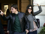 Tom Cruise and Katie Holmes leave the Ritz Hotel in Paris the day after their engagement announcement