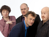 Mock the Week panel as of June 2012 featuring Chris Addison, Dara O'Briain, Hugh Dennis and Andy Parsons