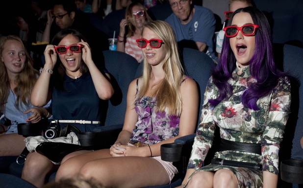 Katy Perry watches Katy Perry: Part Of Me with bespoke 3D glasses