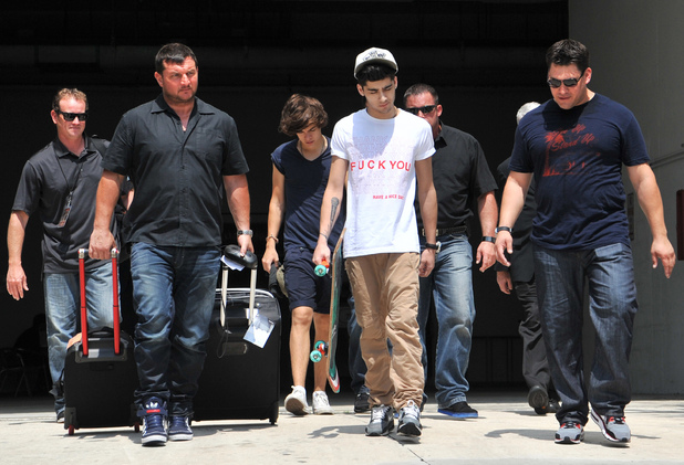 Harry Styles and Zayne Malik of One Direction
leaving their hotel in Ft Lauderdale for the final night of their 2012 American Tour
Ft Lauderdale