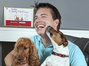 John Barrowman and his dogs Charlie, Captain Jack and Harris