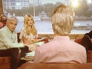 Picture taken from Phillip Schofield's Twitter, as an anonymous guest is made to look identical to him on This Morning on July 11th