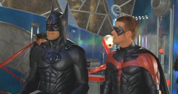 Batman (George Clooney) with sidekick Robin (Chris O'Donnell) in Batman & Robin