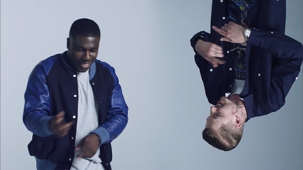 Smiler and Professor Green in 'Top of the World' music video.