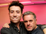 Nick Grimshaw hugs Chris Moyles