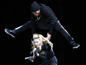 Madonna performs on stage in Hyde Park, London, as part of her MDNA tour