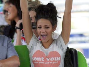 Michelle Keegan enjoys a day out Drayton Manor Theme Park, Staffordshire.