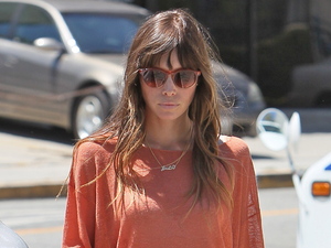 Jessica Biel
seen out and about in West Hollywood wearing a gold 'Justin' necklace