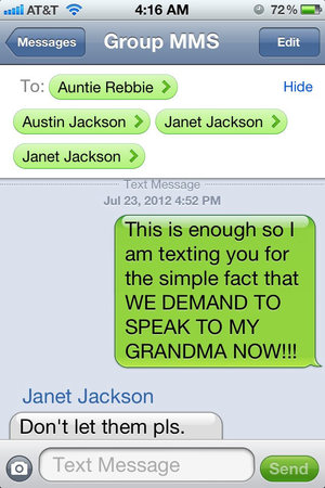 Screenshot of a text message conversation tweeted by Prince Jackson