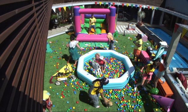 Housemates during the 'Party Animals' task