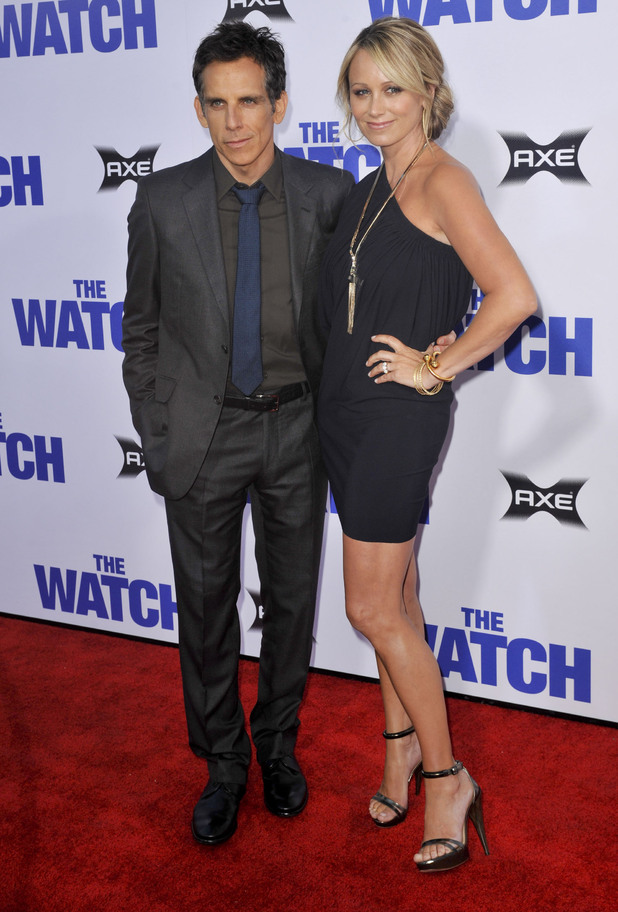 Ben Stiller and Christine Taylor attend the Los Angeles premiere of 'The Watch' at The Grauman's Chinese Theatre