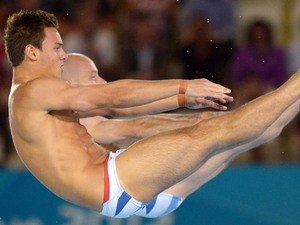 Tom Daley, Peter Waterfield compete during the Men's Synchronised 10m Platform final
