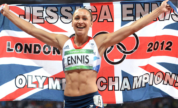 Jessica Ennis celebrates winning the Heptathlon and her long awaited gold medal.
