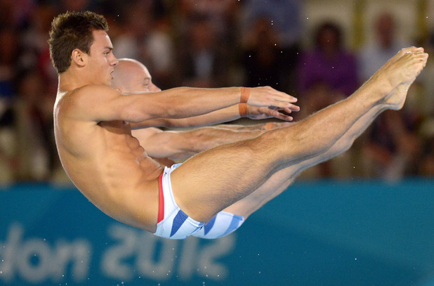 Tom Daley, Peter Waterfield compete during the Men's Synchronised 10m Platform final