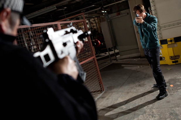 Walker and the policeman in Hollyoaks