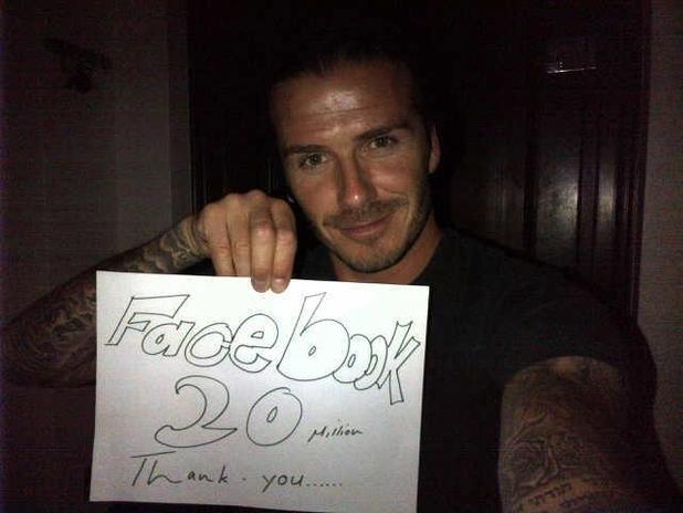 David Beckham posts a Facebook picture to celebrate 20 million likes