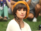 Lea Michele on the set of 'Glee' filming on location in New York City