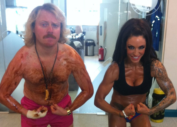 Keith Lemon and Jodie Marsh compare muscles.