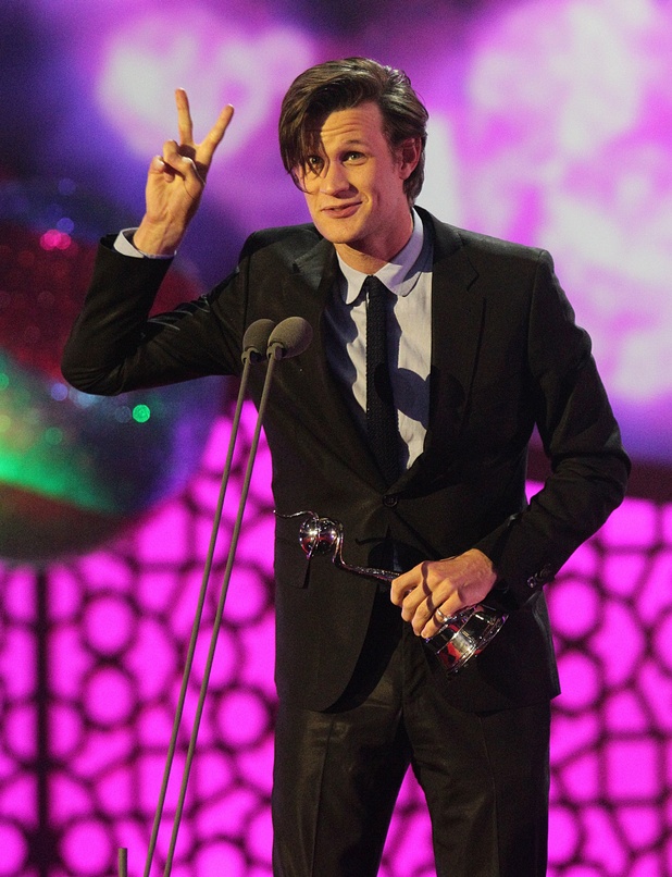Matt Smith with the award for Best Actor on stage during the 2012 NTA Awards at the O2