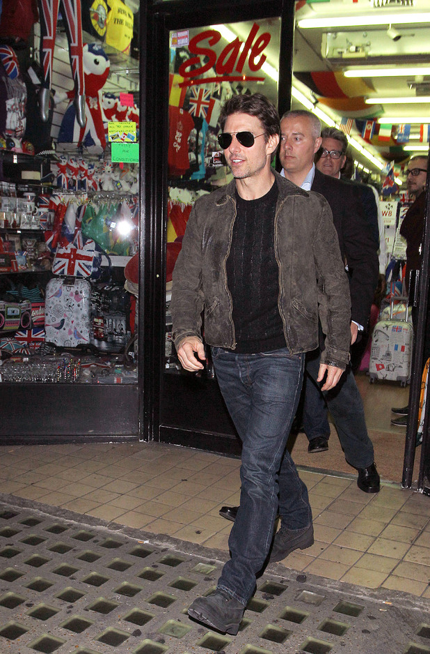 Tom Cruise leaves Chinawhite via a shop in busy Oxford Street after watching son Connor Cruise Djing at the nightclub
