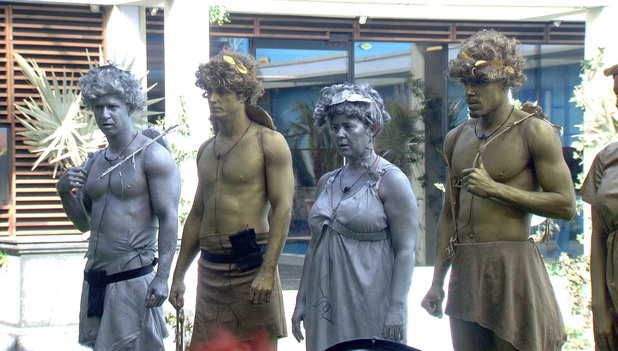 Mike, Prince Lorenzo, Coleen and MC Harvey as statues