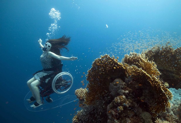 Sue Austin in her underwater wheel chair.
