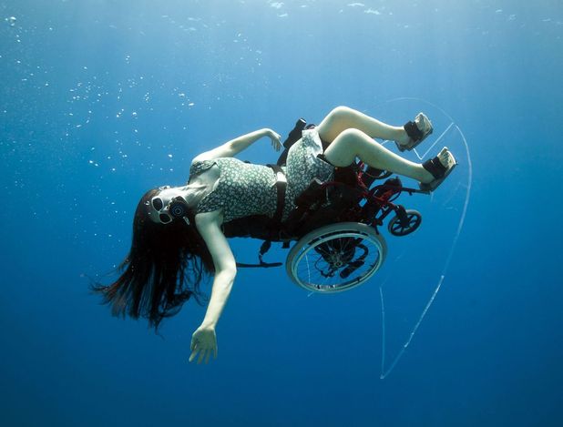 Sue Austin in her underwater wheel chair.
