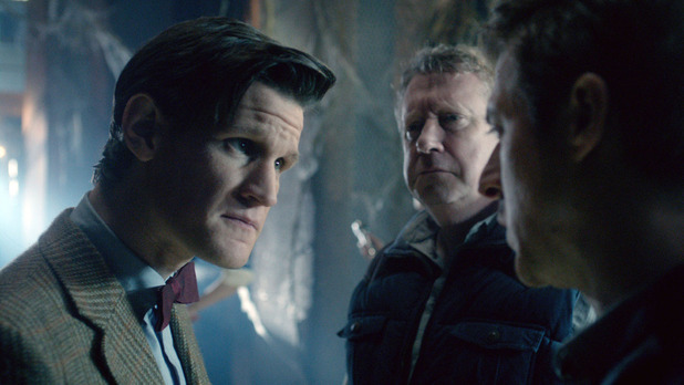 The Doctor (Matt Smith), Brian Williams (Mark Williams) and Rory Williams (Arthur Darvill)