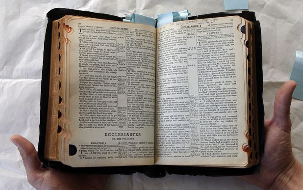 The Bible used by Elvis Presley today sold at auction for £59,000.